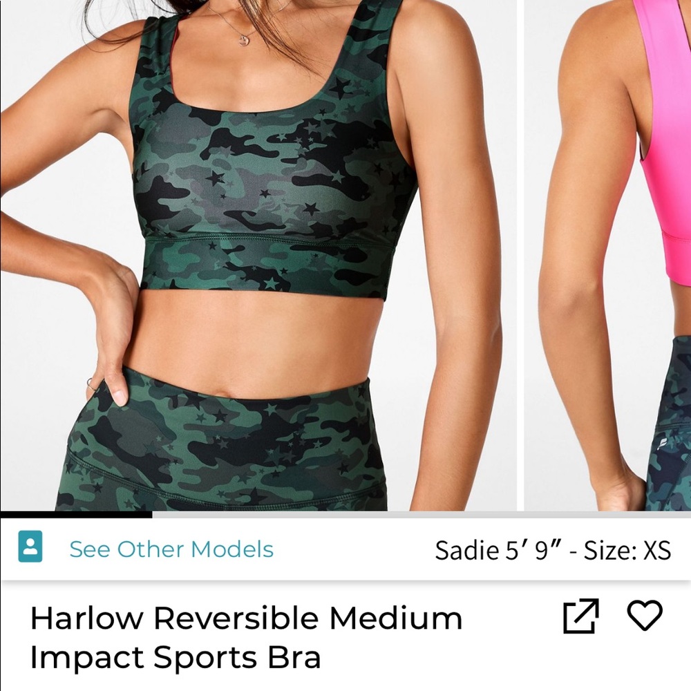 Fabletics sports bra. Reversible. Size L. Camo print.
